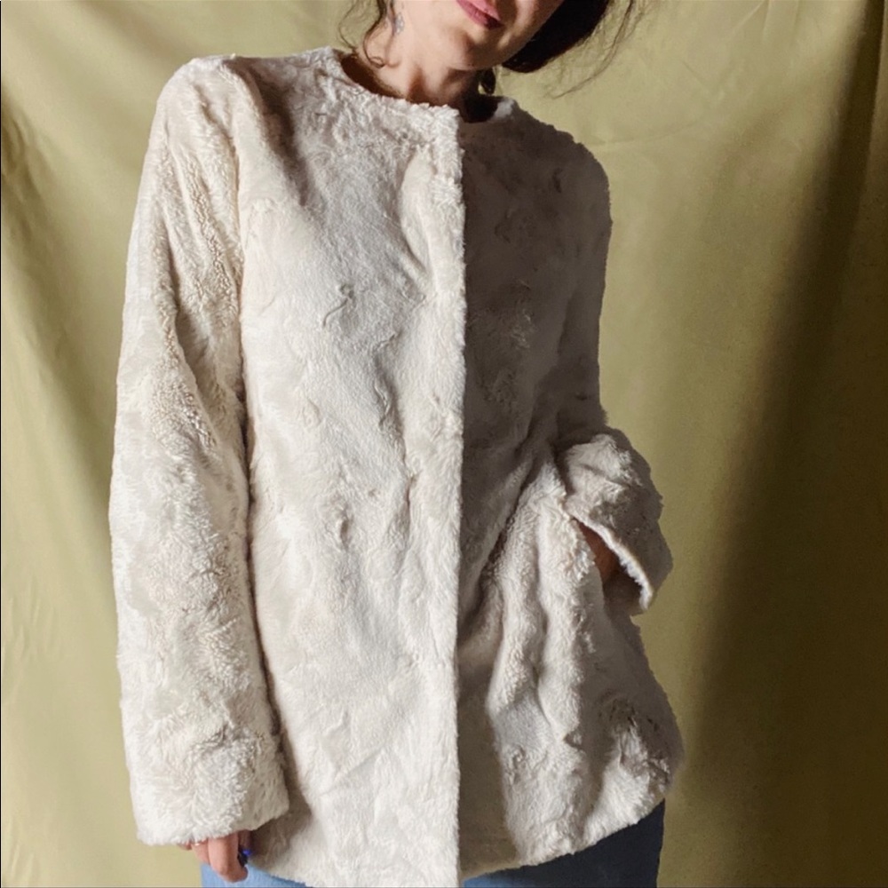 NEW J. CREW Fac Faux Fur Ivory Overcoat Small